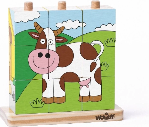 Puzle de madera Granja con cubos