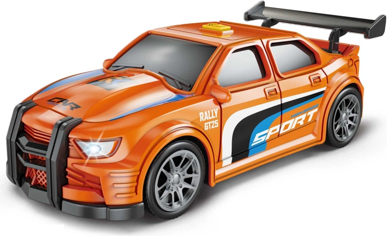 Coche de carreras naranja con efectos luminosos y sonoros de 16 cm