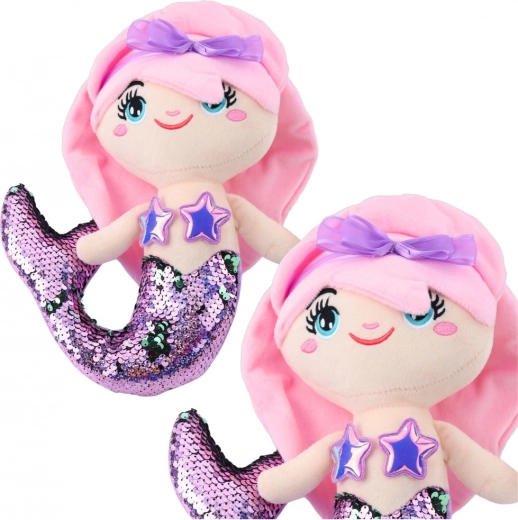 Sirena de peluche con cola brillante bicolor de 28 cm