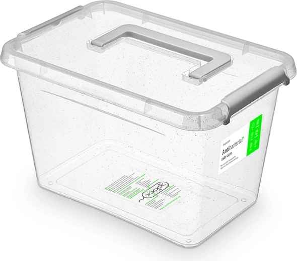 Caja de almacenamiento antibacteriana con tapa y asa 6,5 l (29 × 20 × 18 cm)