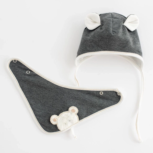 Gorro primaveral para bebé con pañuelo para el cuello New Baby Sebastian, gris, talla 56 (0–3 m)