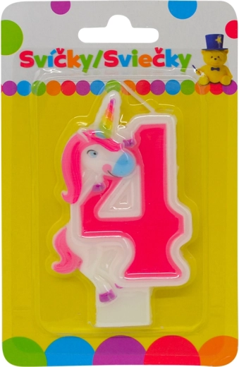 Vela de cumpleaños con unicornio – número 4