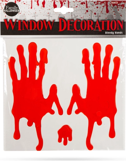 Pegatina de gel para ventana con manos ensangrentadas