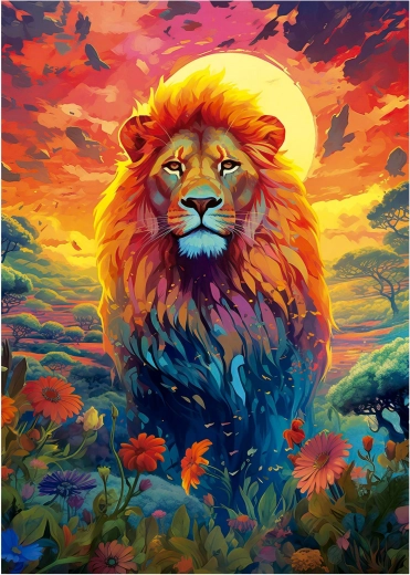 Educa Puzzle mirada intensa del majestuoso león 500 piezas