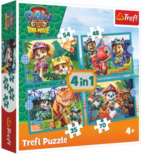 Puzzle 4 en 1 La Patrulla Canina (Paw Patrol) Dino Movie – historias de la isla de los dinosaurios