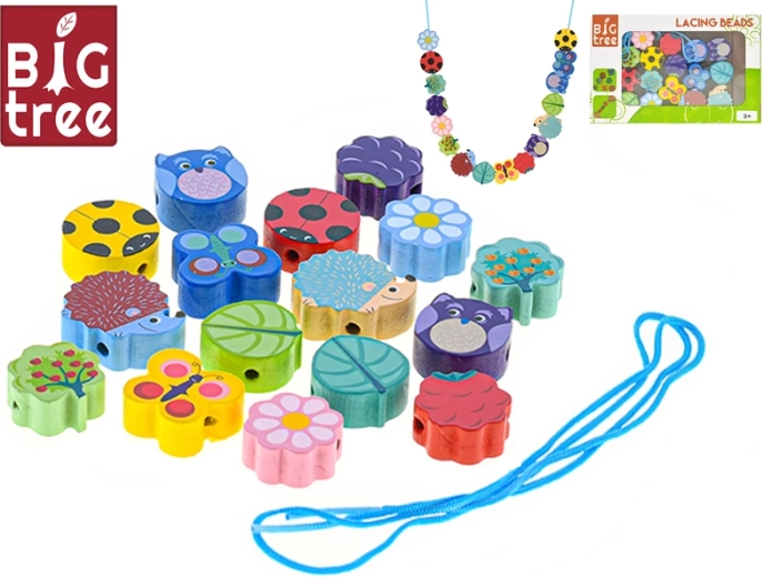 Cuentas de madera para ensartar Big Tree – set de 17 piezas