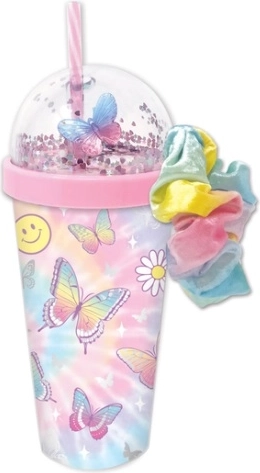 Vaso infantil Hot Focus con goma scrunchie Mariposas