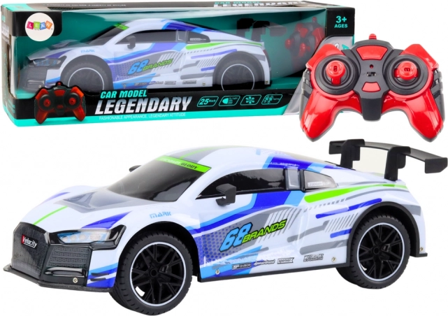 Coche deportivo RC a escala 1:10 con luces LED, velocidad de 25 km/h – blanco