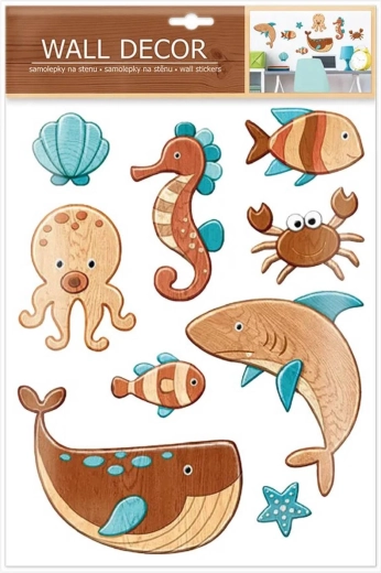 Pegatinas adhesivas para pared de animales marinos (9 uds.)