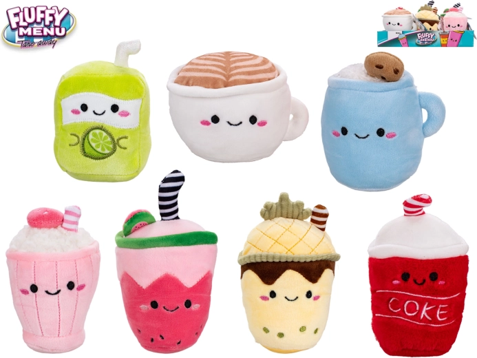 Bebida de peluche Fluffy Menu: adorable mini juguete de mano