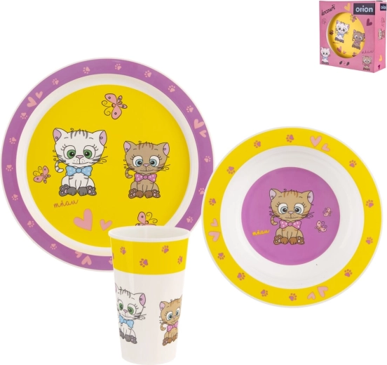 Juego infantil de comedor de plástico UH Gatitos redonda 3 uds