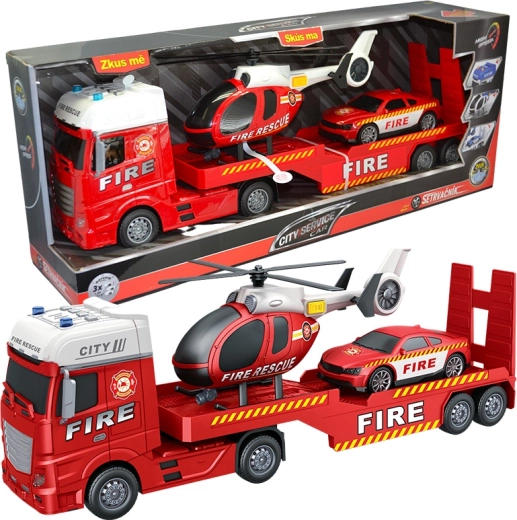 Camión de bomberos con helicóptero y coche 1:12 CITY SERVICE CAR