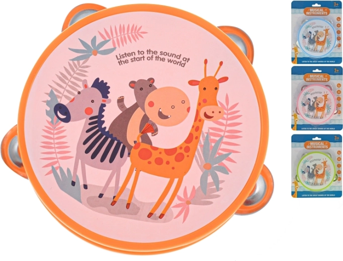 Tamborín infantil de 13 cm – juguete rítmico ligero de plástico