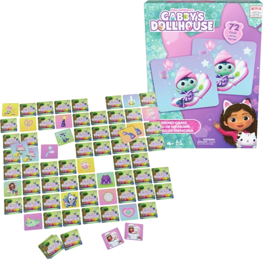 Juego de memoria Gabby’s Dollhouse – La casa de muñecas de Gabby, 72 cartas