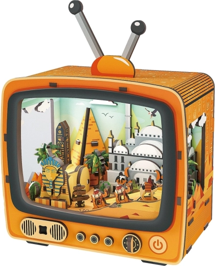 2Kids Toys rompecabezas 3D de madera retro TV con escena egipcia