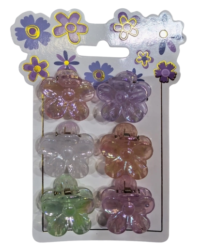 Pink set de pinzas para el pelo con forma de flor – mezcla pastel (6 uds.)