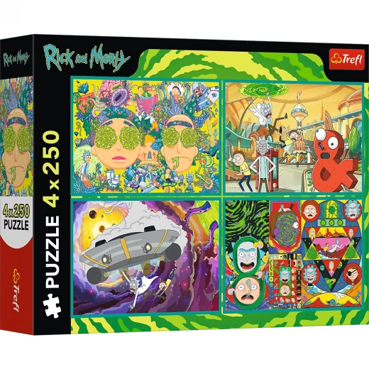 Puzzle 4x250 El mundo retorcido de Rick y Morty de Trefl