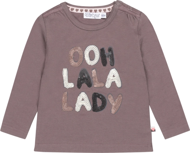 Camiseta de manga larga para niña Dirkje ooh la la lady gris topo