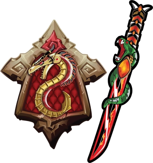 Espada y escudo samurái de espuma – dragón y serpiente, set para niños