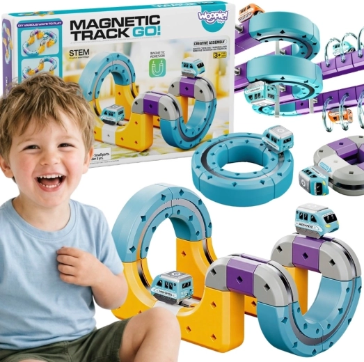 Woopie set de construcción magnético de vía de tren con efecto de atracción magnética 38 piezas