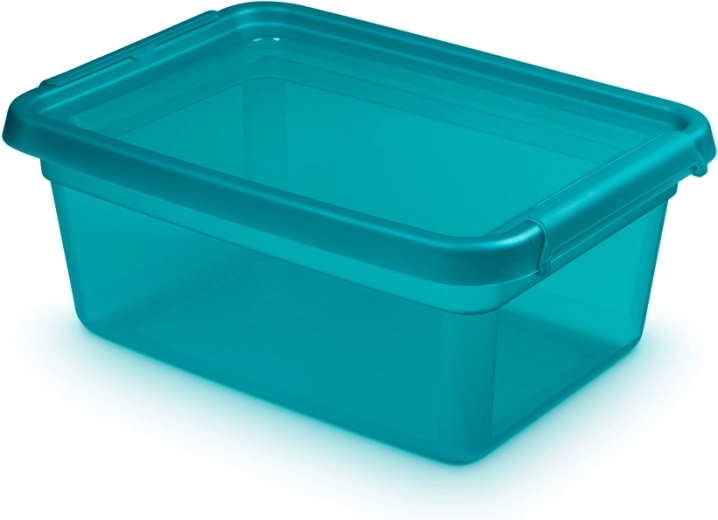 Basestore caja de almacenamiento de plástico con tapa y clips Ocean 12,5 l (28 × 38 × 16 cm)