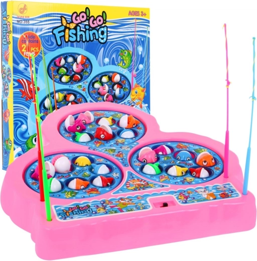 Juego infantil de pesca de pececitos con estanques giratorios 3+ – Rosa