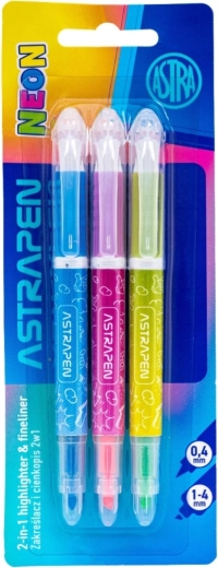 Astra resaltadores 2 en 1 neón, set de 3 uds.
