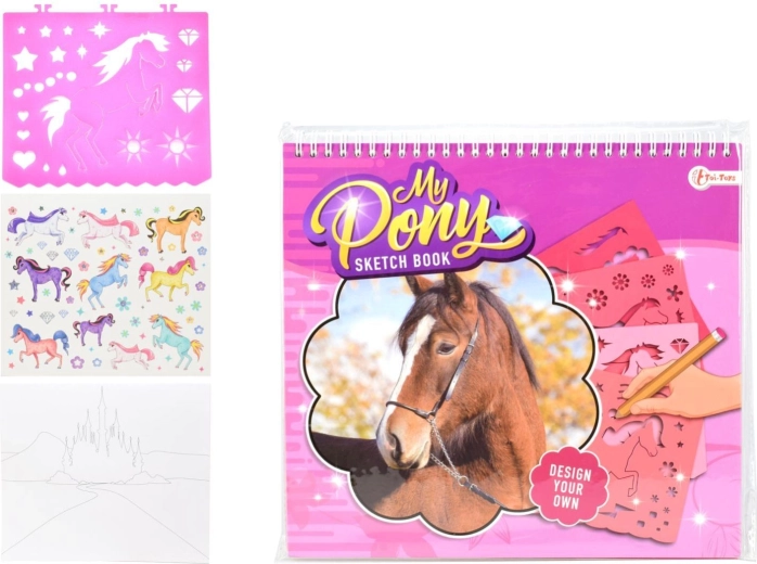 Bloc de dibujo creativo con accesorios y plantillas MY PONY 26 cm