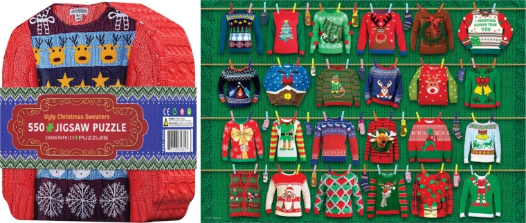 Puzle de suéteres navideños en caja metálica (550 piezas)