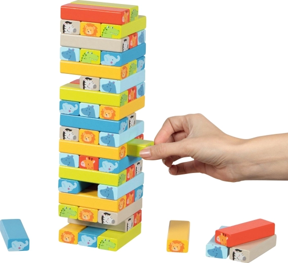Torre de equilibrio de madera con animales - 1 pieza