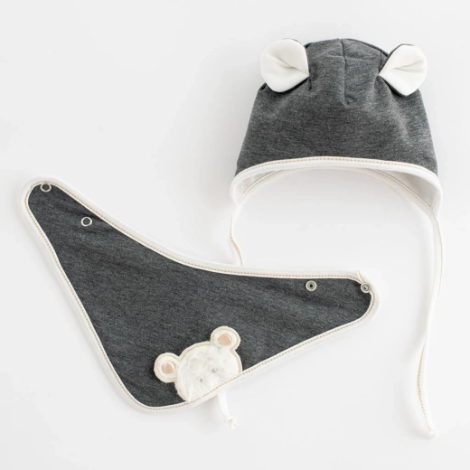 Gorrito primaveral para bebé con pañuelo para el cuello NEW BABY Sebastian, gris, talla 68 (4–6 meses)