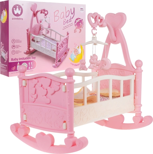 Cuna mecedora para muñecas con accesorios, set de 9 piezas