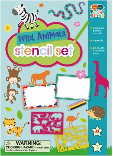 Plantillas de animales salvajes con set de lápices de colores