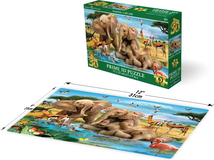 Puzzle 3D de elefantes 63 piezas