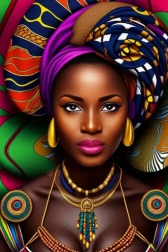 Pintura con diamantes Mujer africana 30 × 40 cm