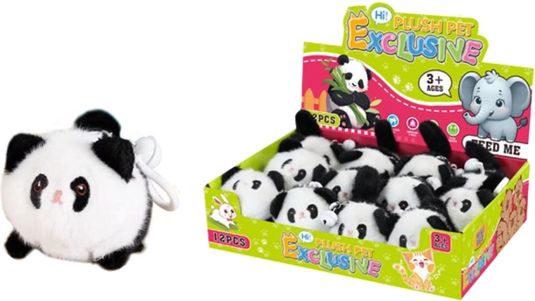 Llavero de peluche con mecanismo de cuerda en forma de panda y cascabel - 1 unidad