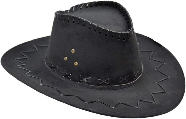 Sombrero vaquero negro con aspecto aterciopelado