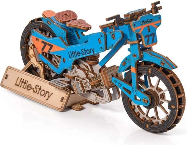 Little Story rompecabezas 3D de madera Speedway Bike azul