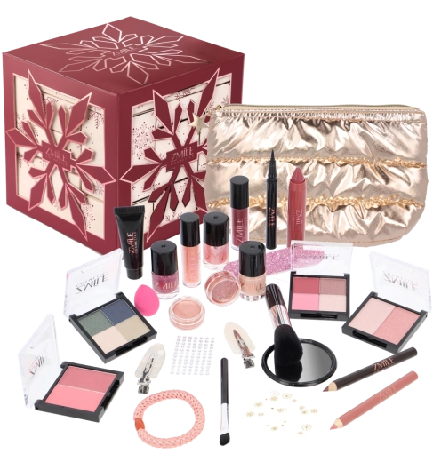 Calendario de Adviento de cosméticos Snowflake Puzzle en color rojo cereza
