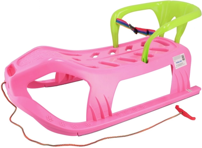 Trineo de plástico con respaldo Baby Mix Snow Star rosa