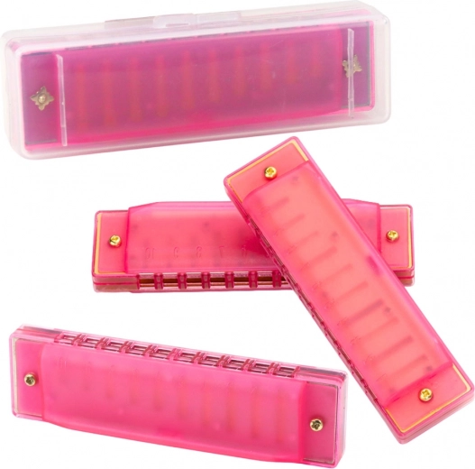 Armónica diatónica rosa para niños y principiantes con estuche