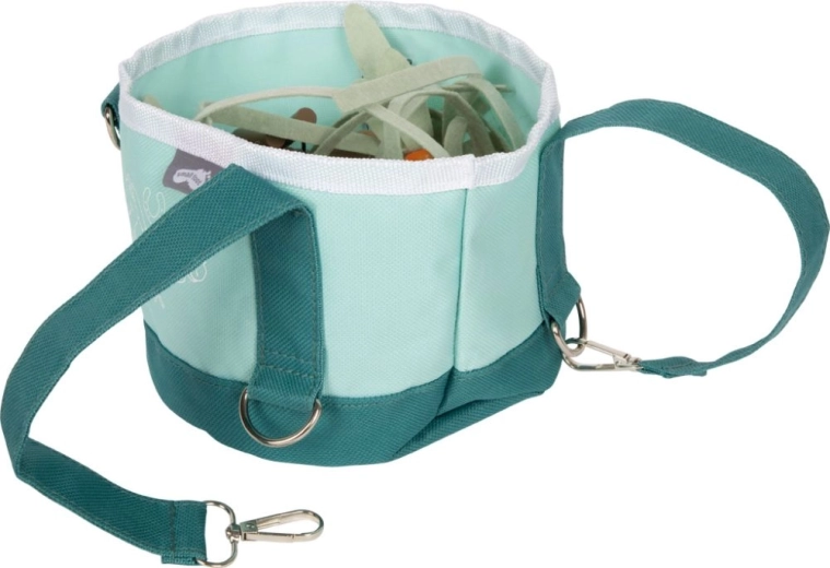 Cubo textil portátil con herrajes metálicos resistentes