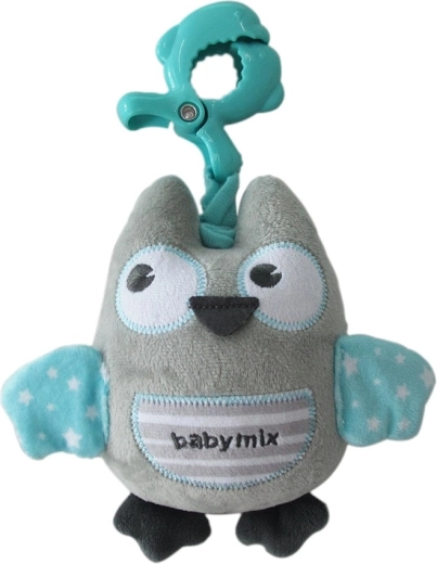 Juguete de peluche musical con clip Baby Mix búho color menta