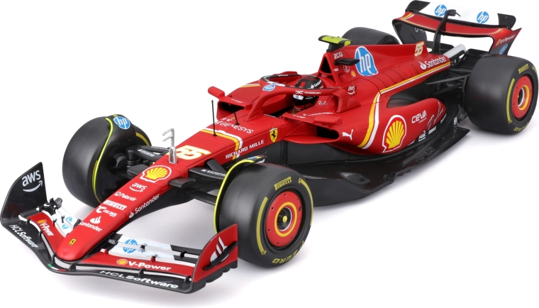 Modelo de coche de Fórmula 1 Ferrari SF-24 1:18 con piloto Carlos Sainz de Bburago