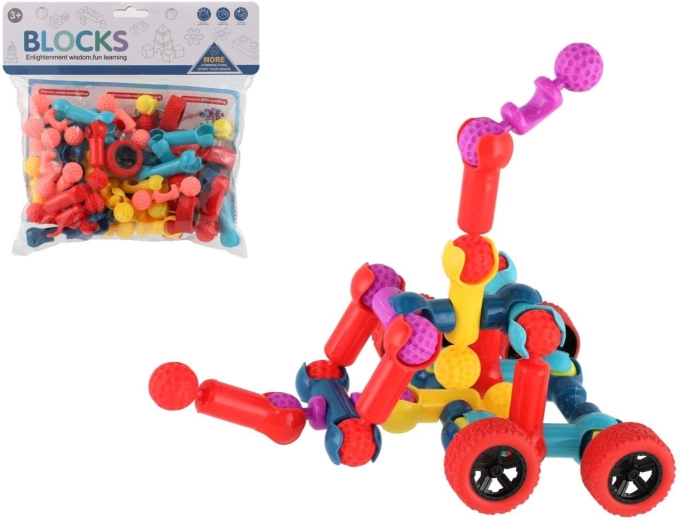Juego de construcción de plástico con bloques en dos colores
