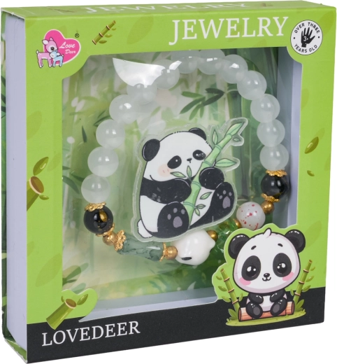 Set de joyas infantil Panda con pulsera blanca