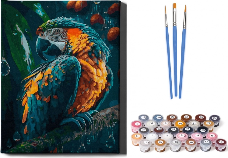 Pintura por números: Loro en bastidor de 40x50 cm