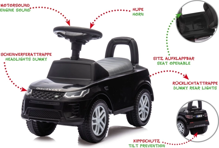 Correpasillos y andador infantil Land Rover Discovery negro 2 en 1