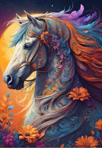Puzzle Caballo de flores 1000 piezas