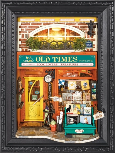 RoboTime Rompecabezas 3D de madera enmarcado Librería Old Times